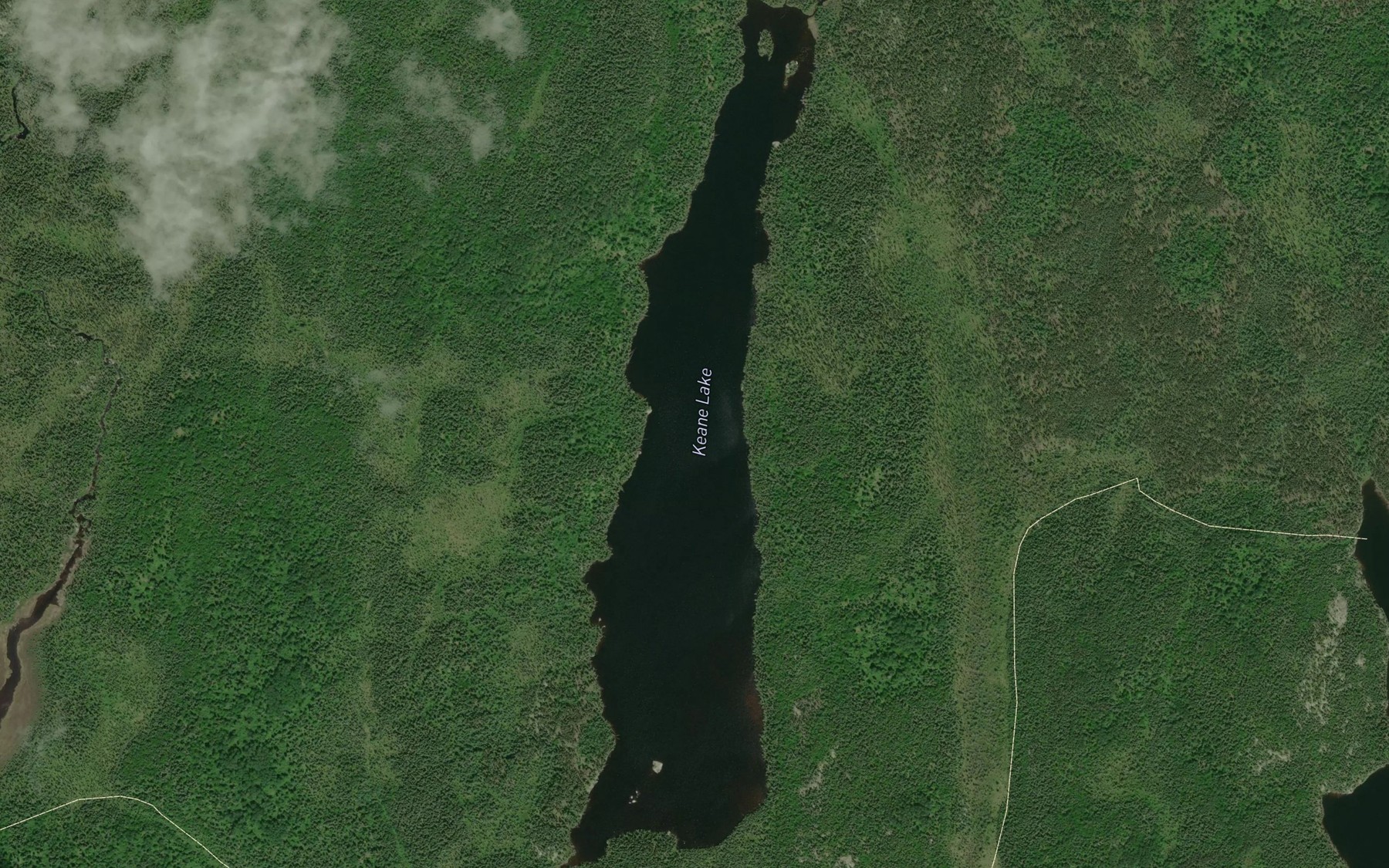 Satellite map of the Keane Lake
