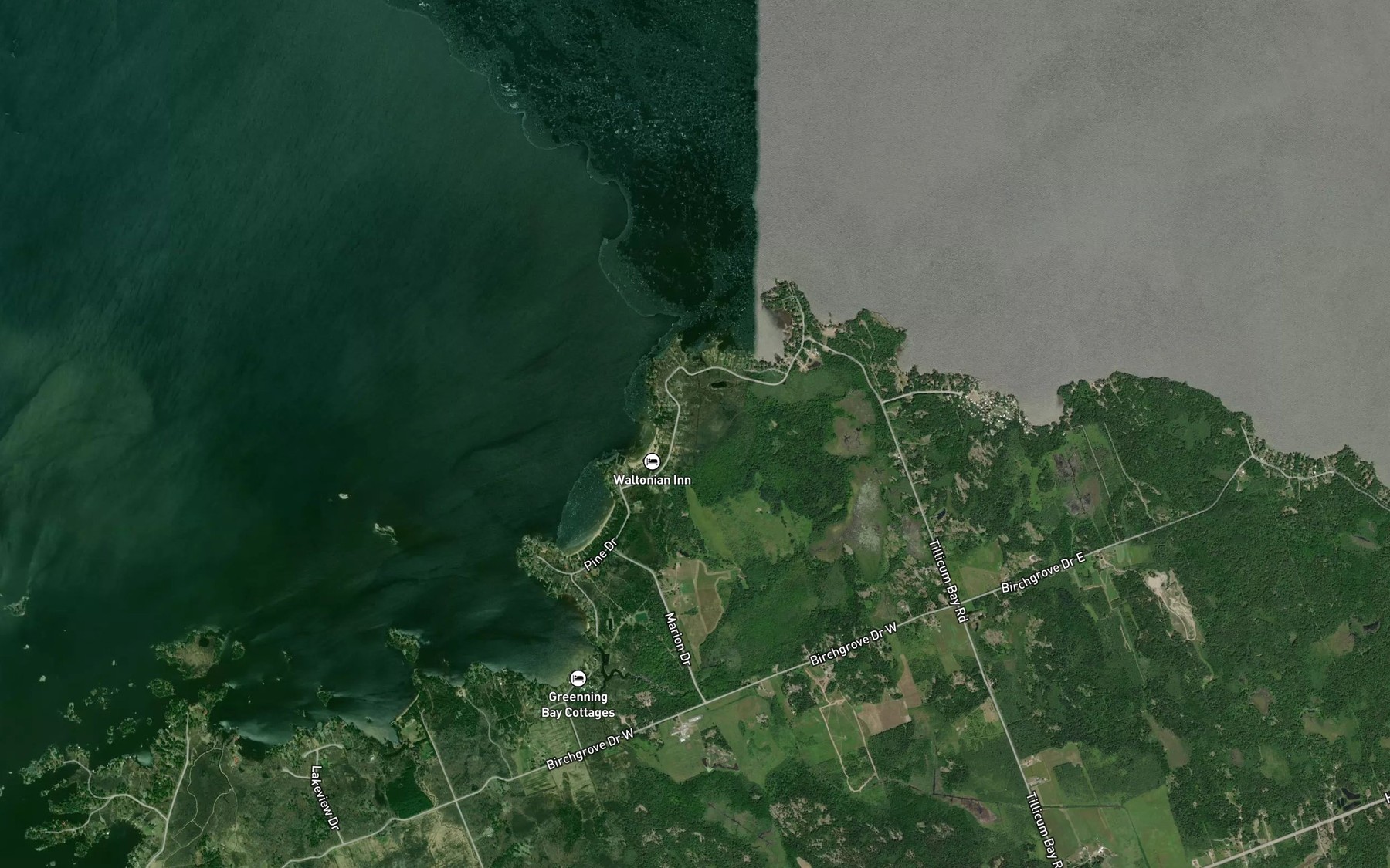 Satellite map of the Waltonian Bay