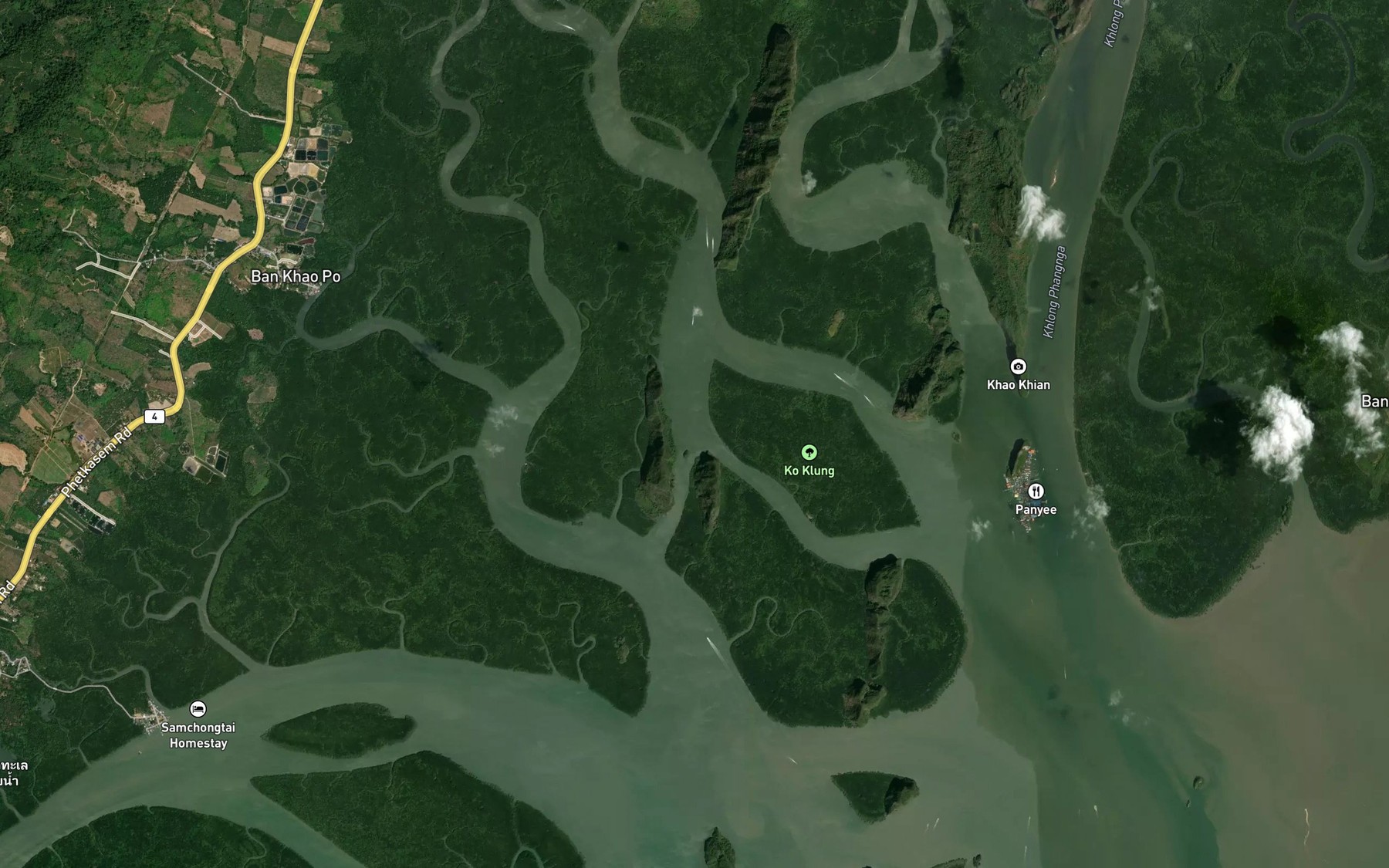 Satellite map of the Khlong Khao Tok Nam