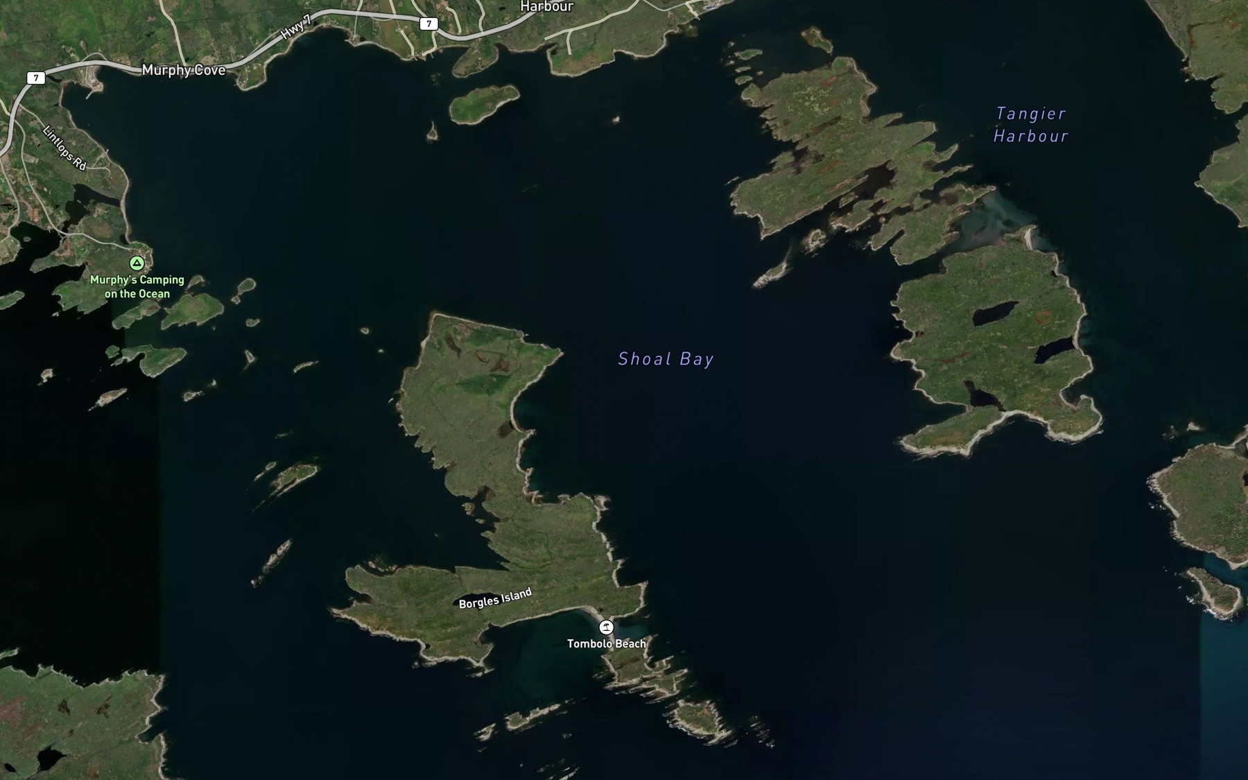 Satellite map of the Shoal Bay
