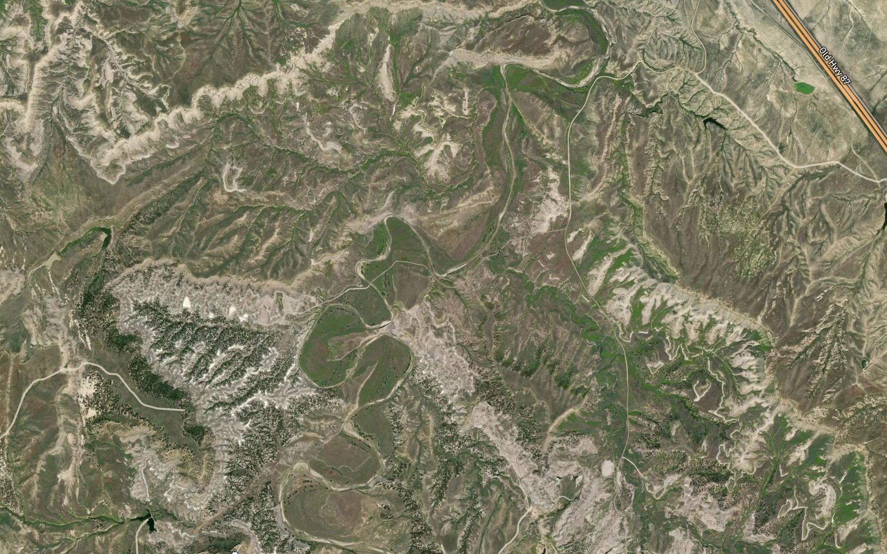 Satellite map of the Wall Creek