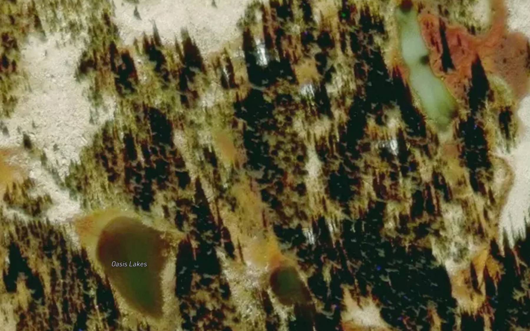 Satellite map of the Oasis Lakes
