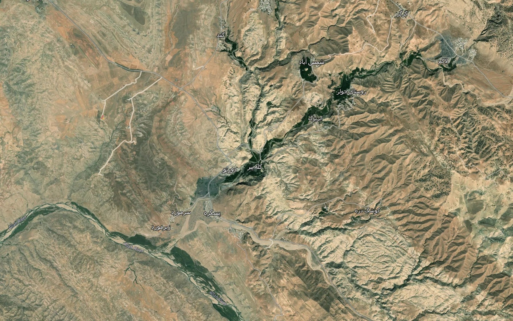 Satellite map of the Rudkhaneh-ye Talkh