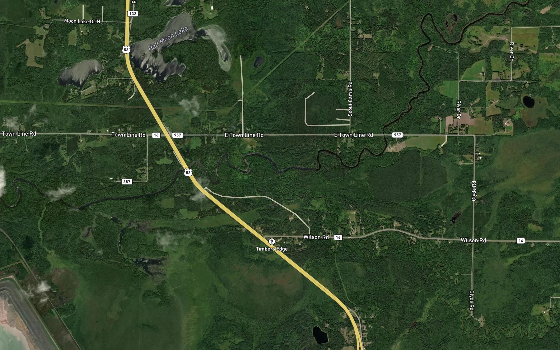 Satellite map of the Mud Hen Creek