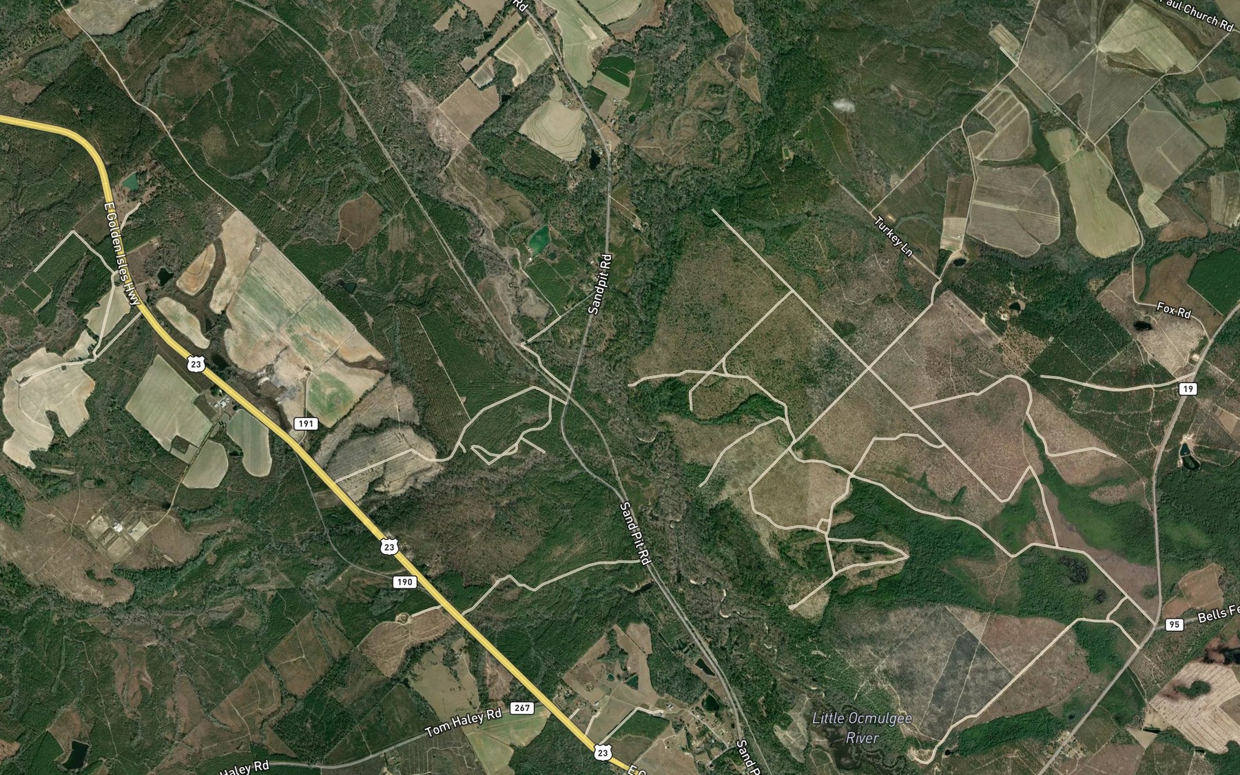 Satellite map of the Alligator Creek