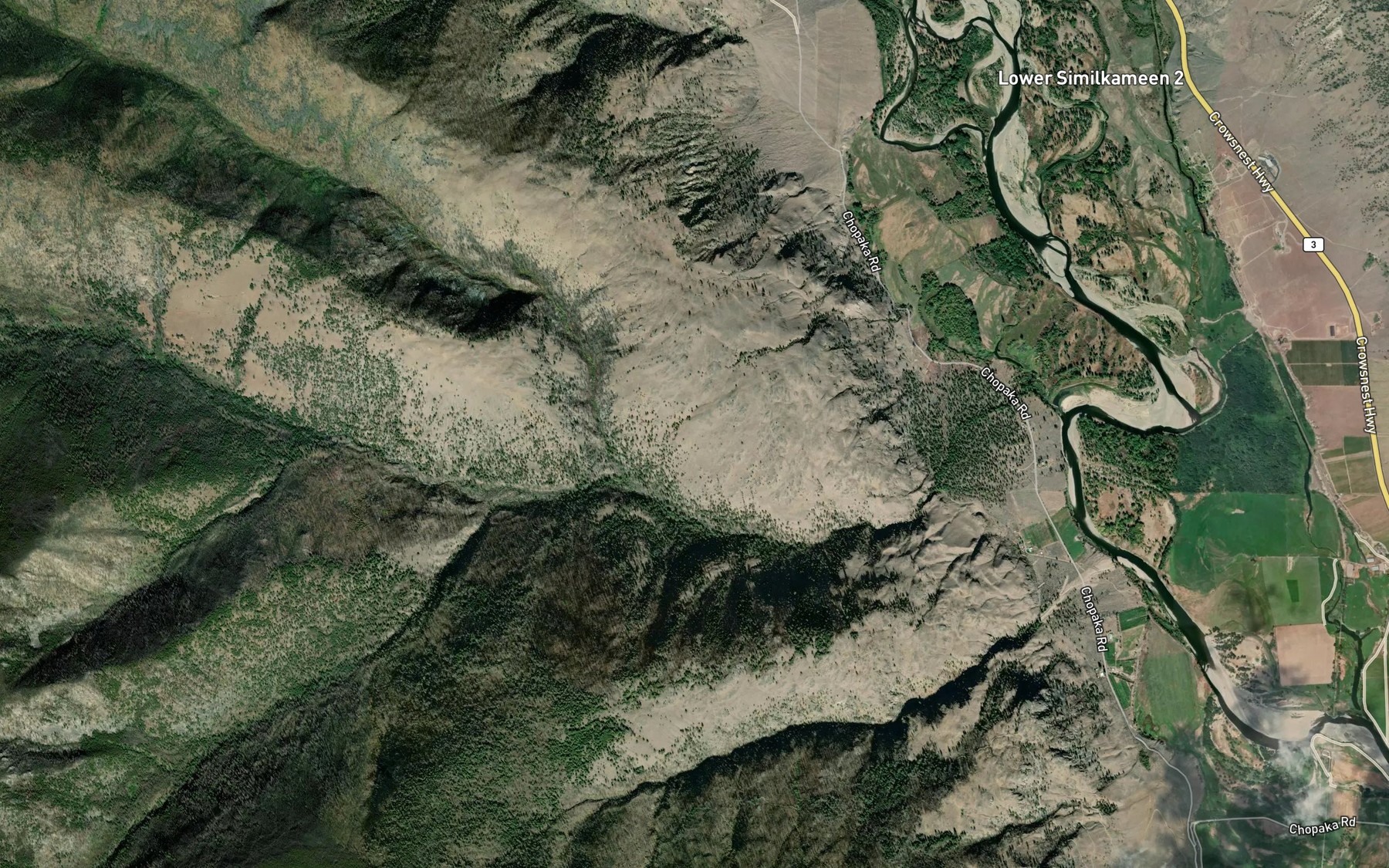 Satellite map of the Hunter Creek