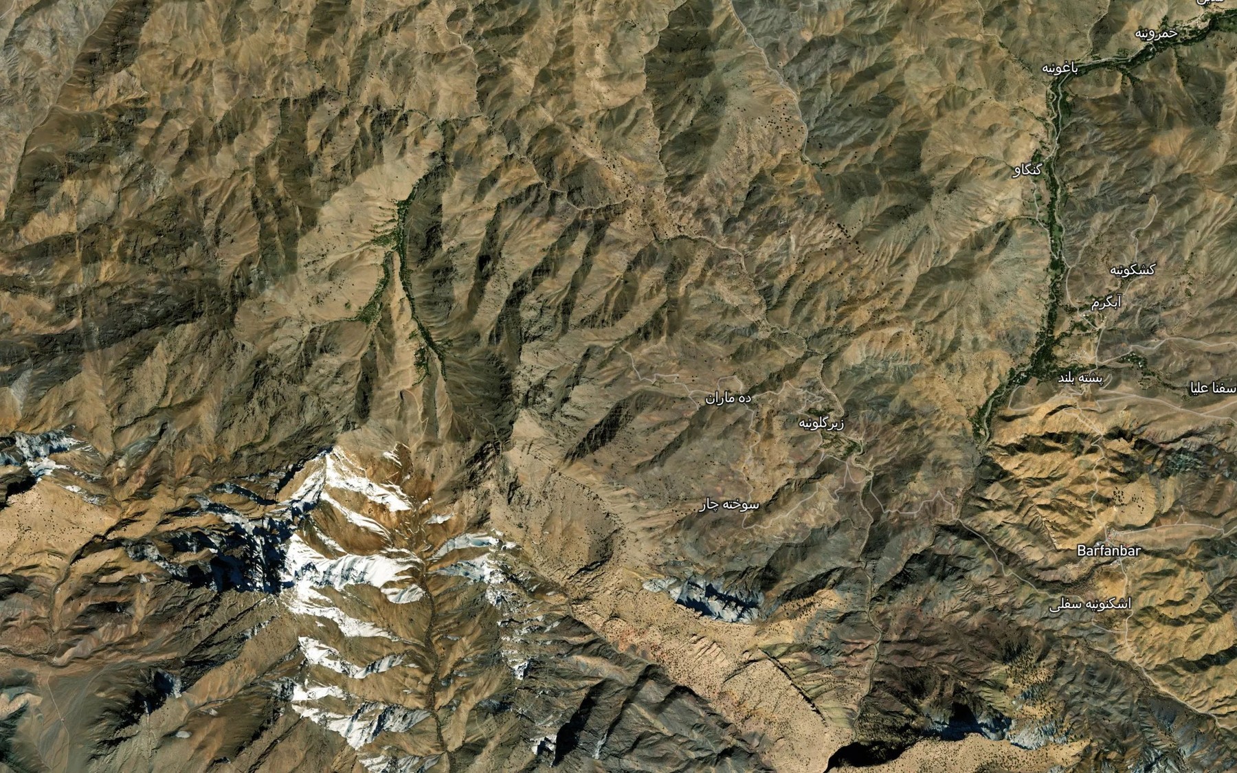 Satellite map of the Cheshmeh-ye Maran Qal`eh