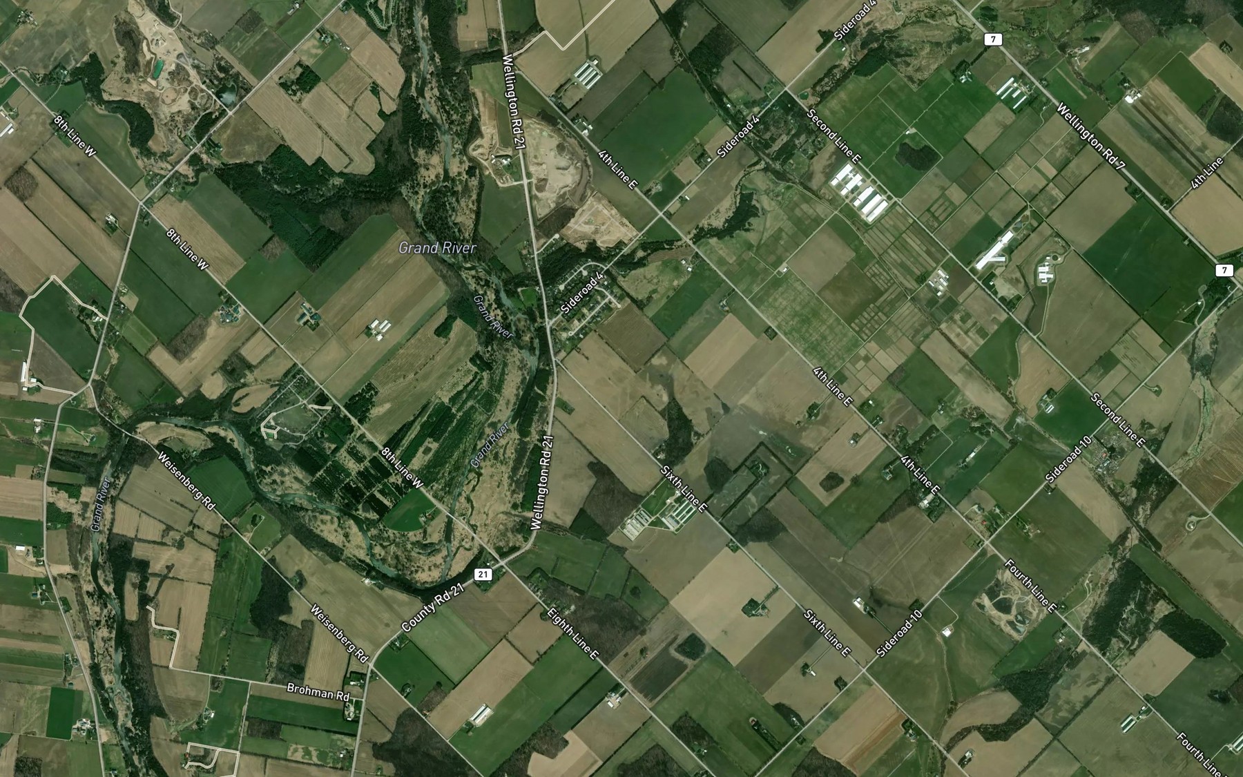 Satellite map of the Swan Creek