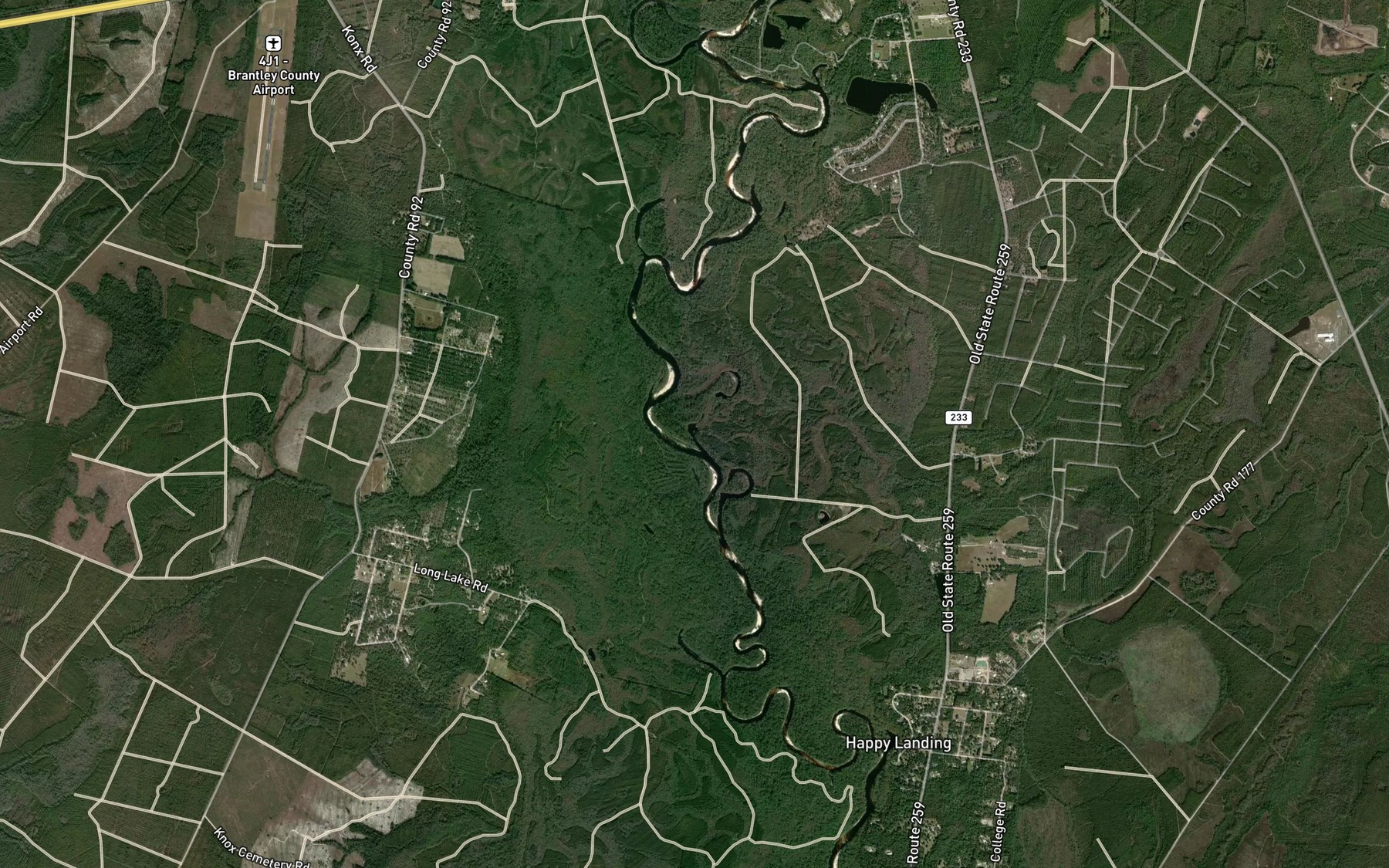 Satellite map of the Sandy Lake
