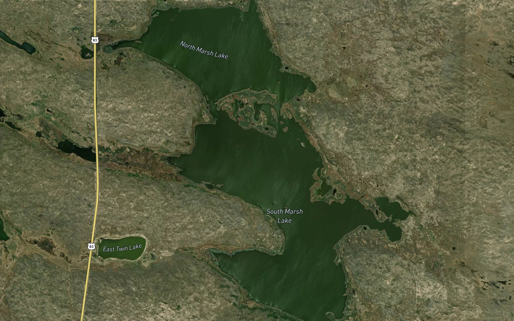 Satellite map of the Middle Marsh Lake