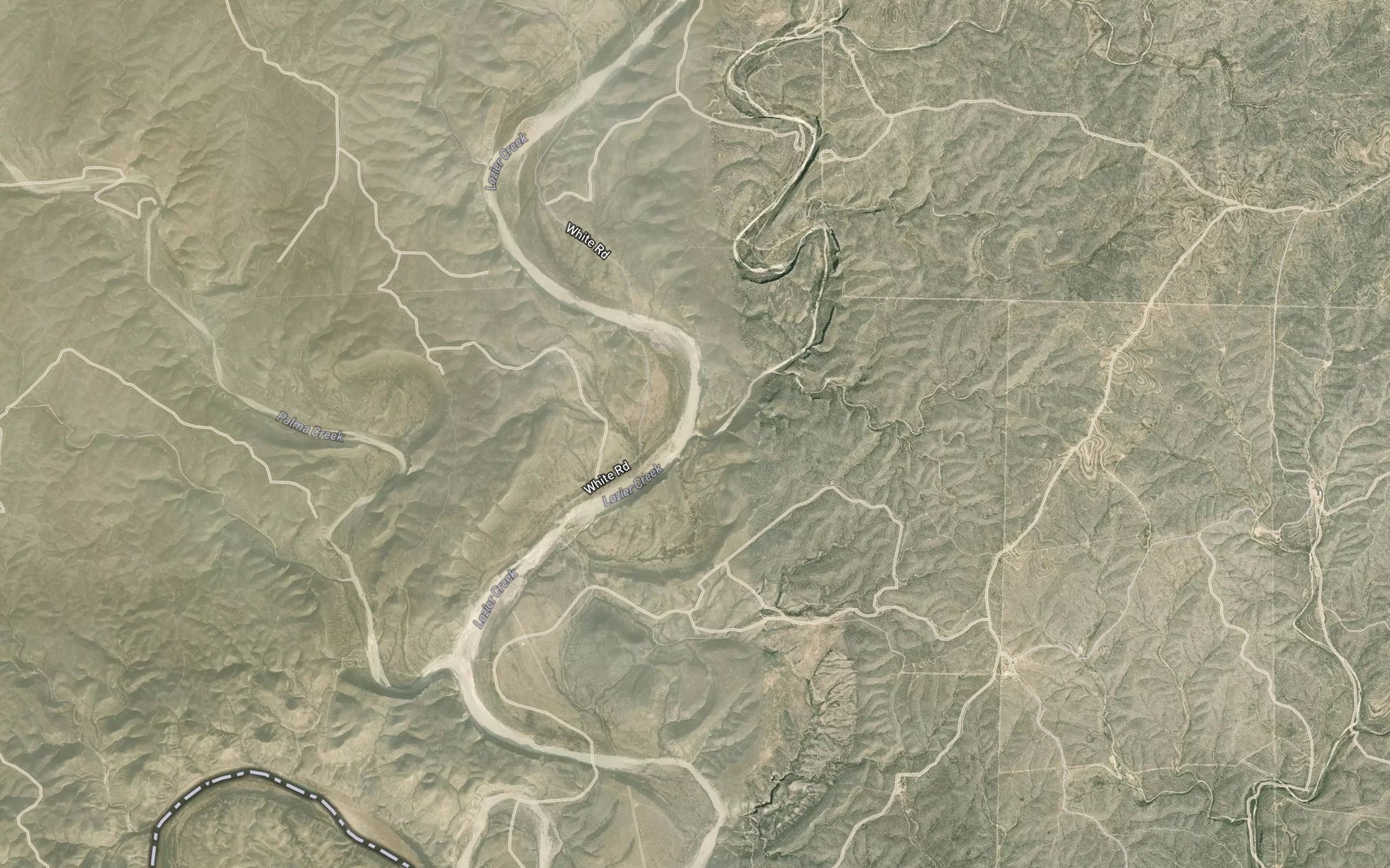 Satellite map of the Antonio Creek