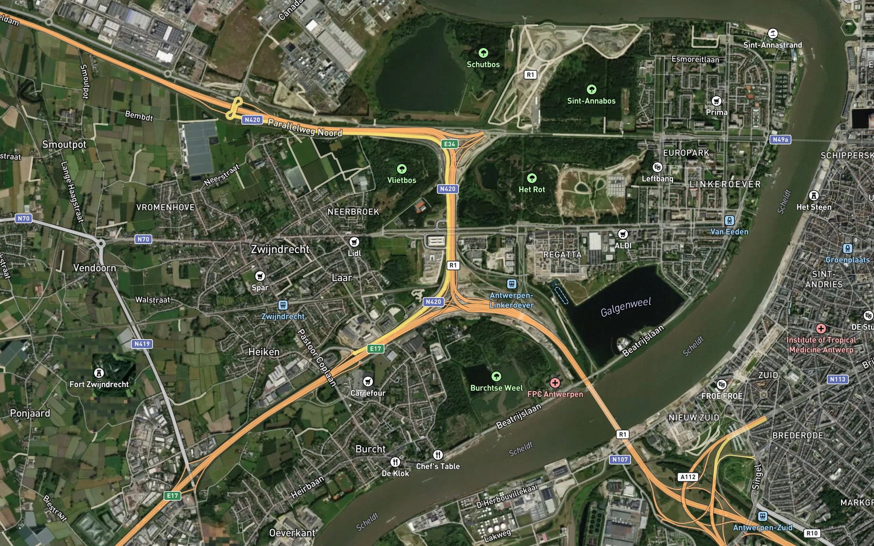 Satellite map of the De Weel
