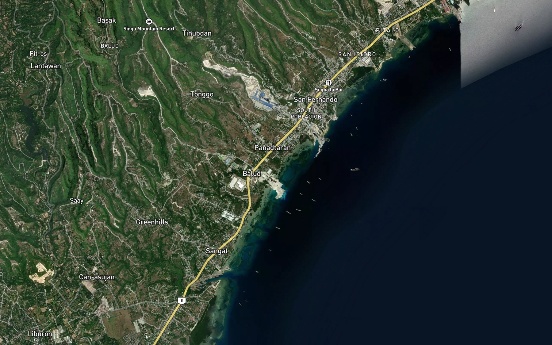 Satellite map of the Logot River