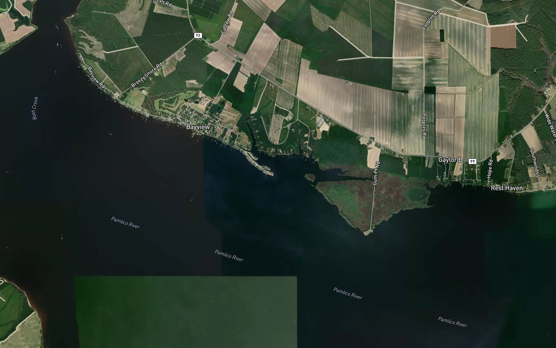 Satellite map of the Kilby Island