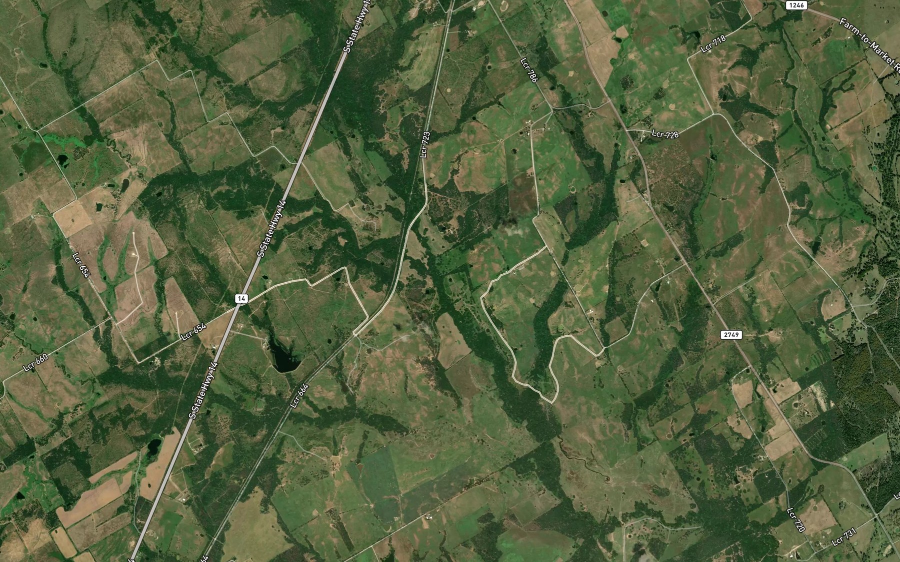 Satellite map of the Mills Creek