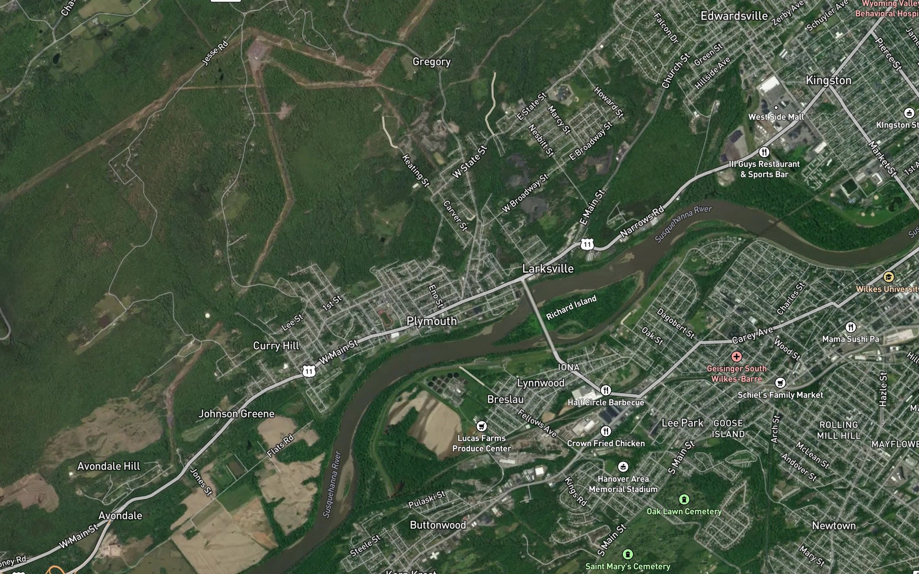 Satellite map of the Brown Creek Debris Dam