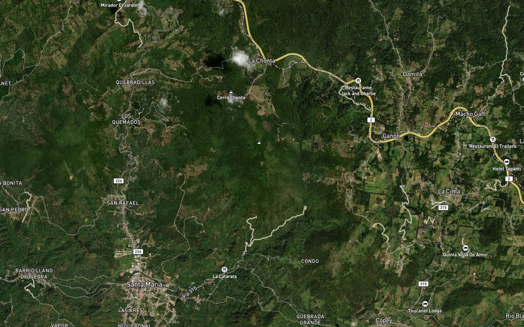 Satellite map of the Laguna Chonta