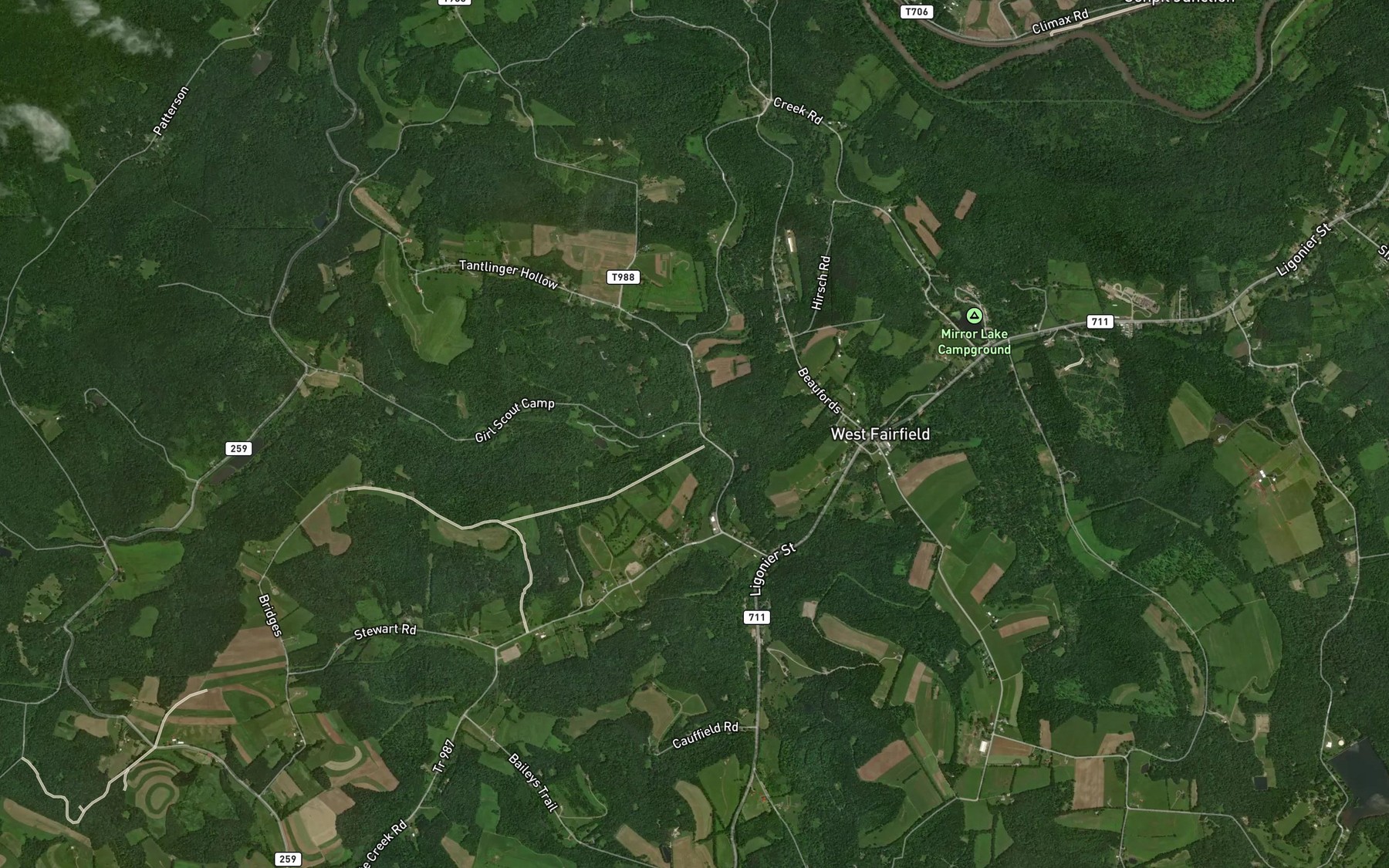 Satellite map of the Snyders Run