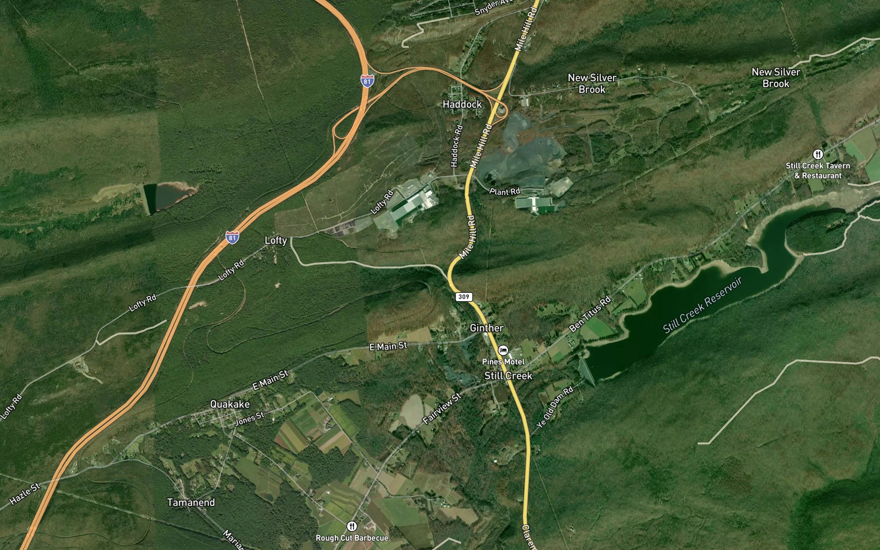 Satellite map of the Lofty Creek