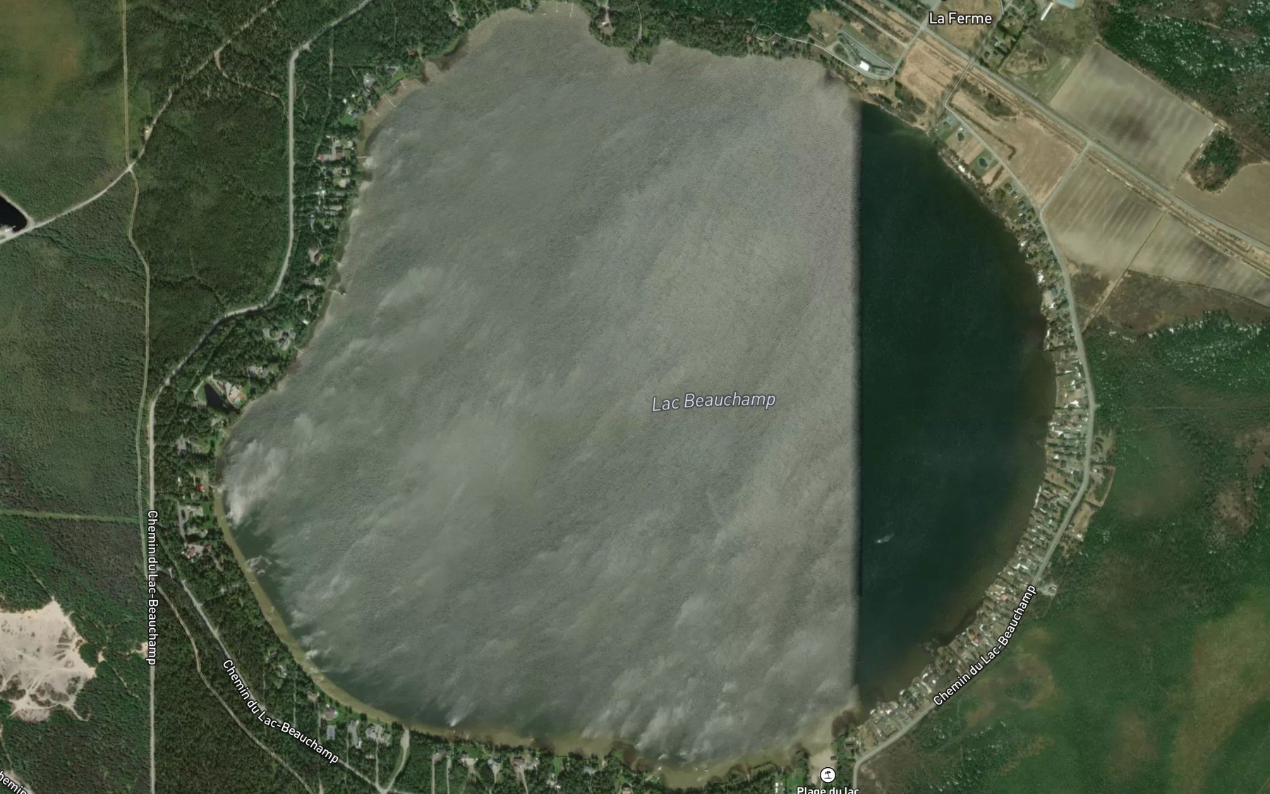 Satellite map of the Lac Beauchamp