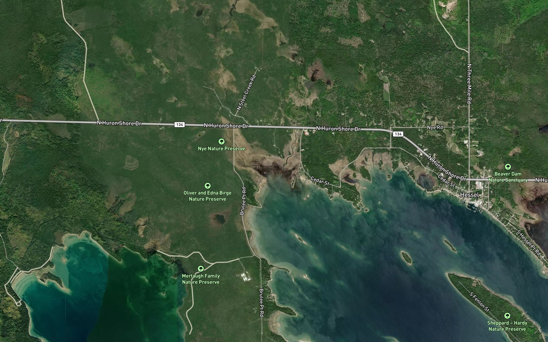 Satellite map of the Mismer Bay