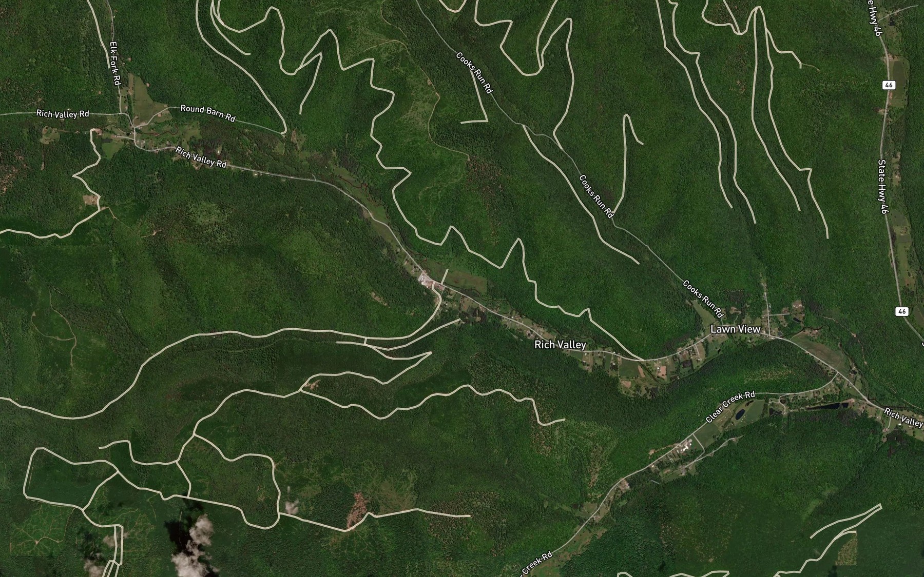 Satellite map of the Bobby Run