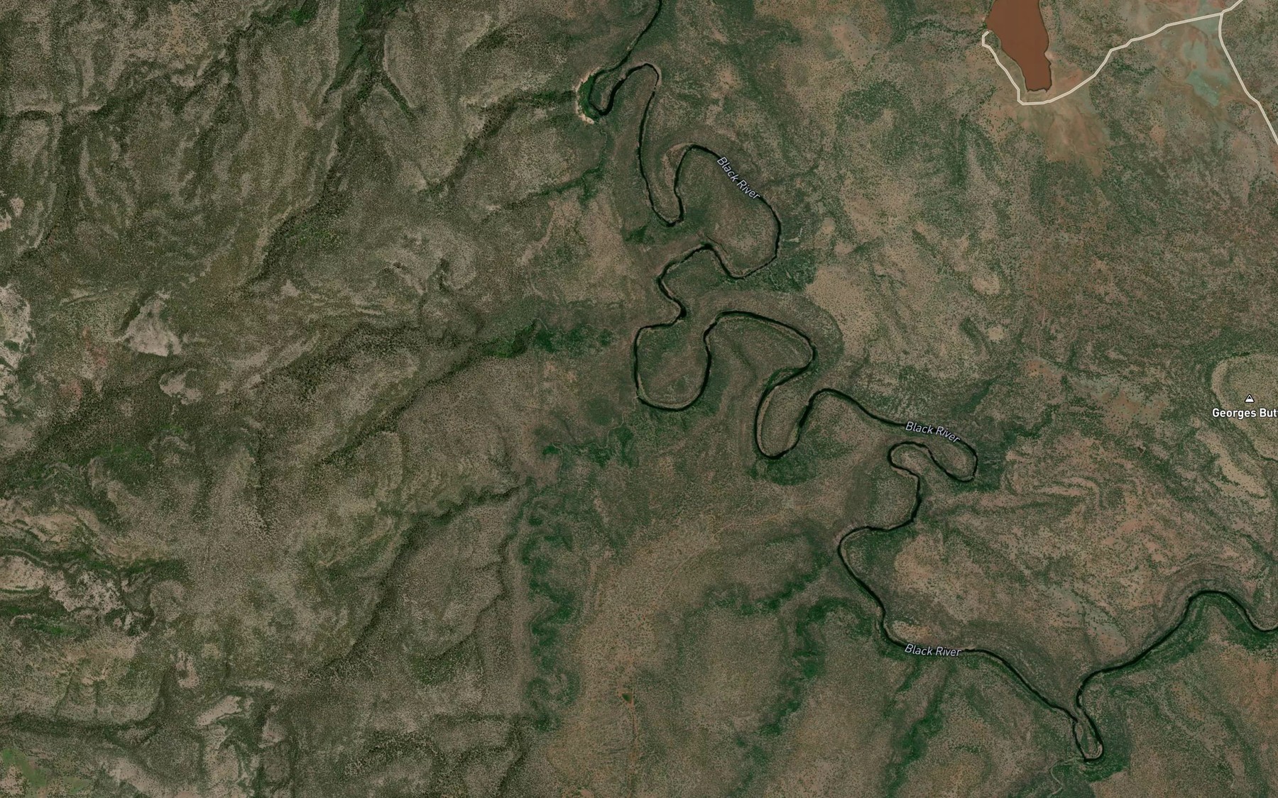 Satellite map of the Lost Mule Creek