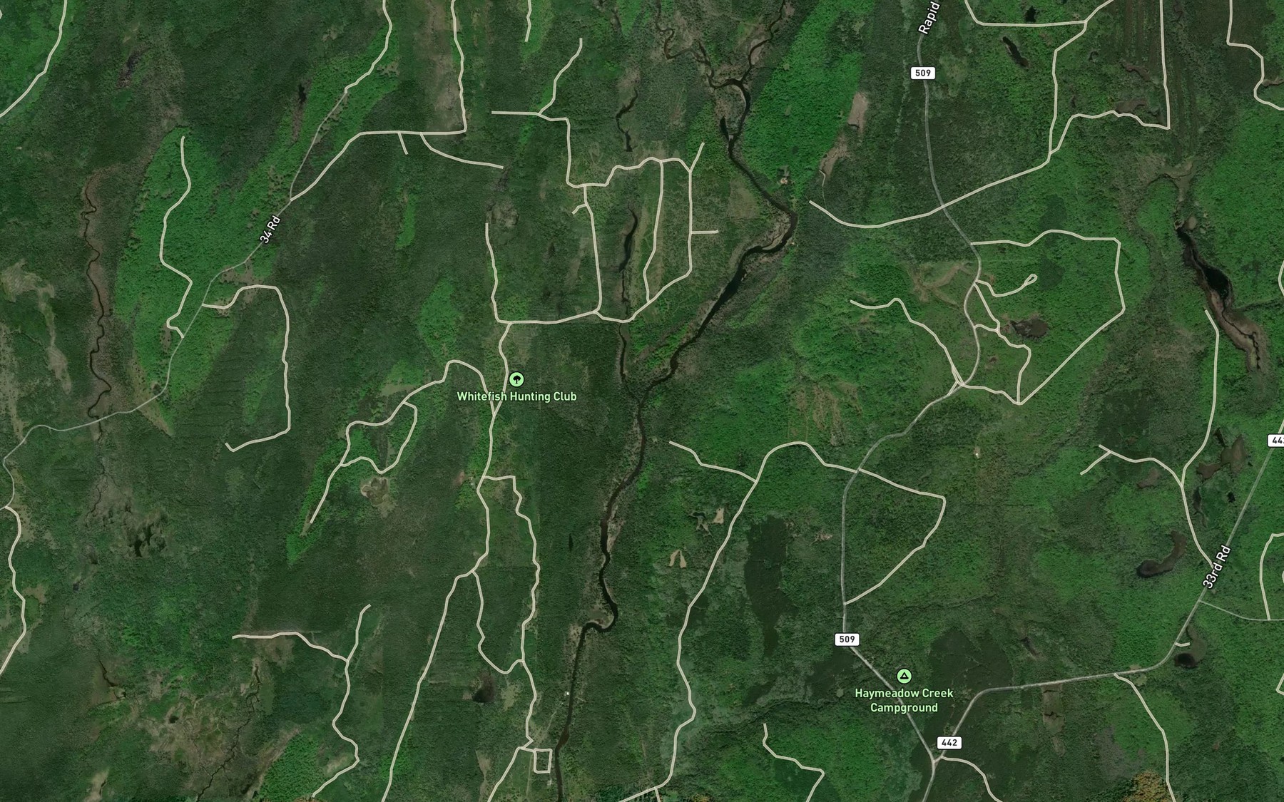 Satellite map of the Little West Branch Whitefish River