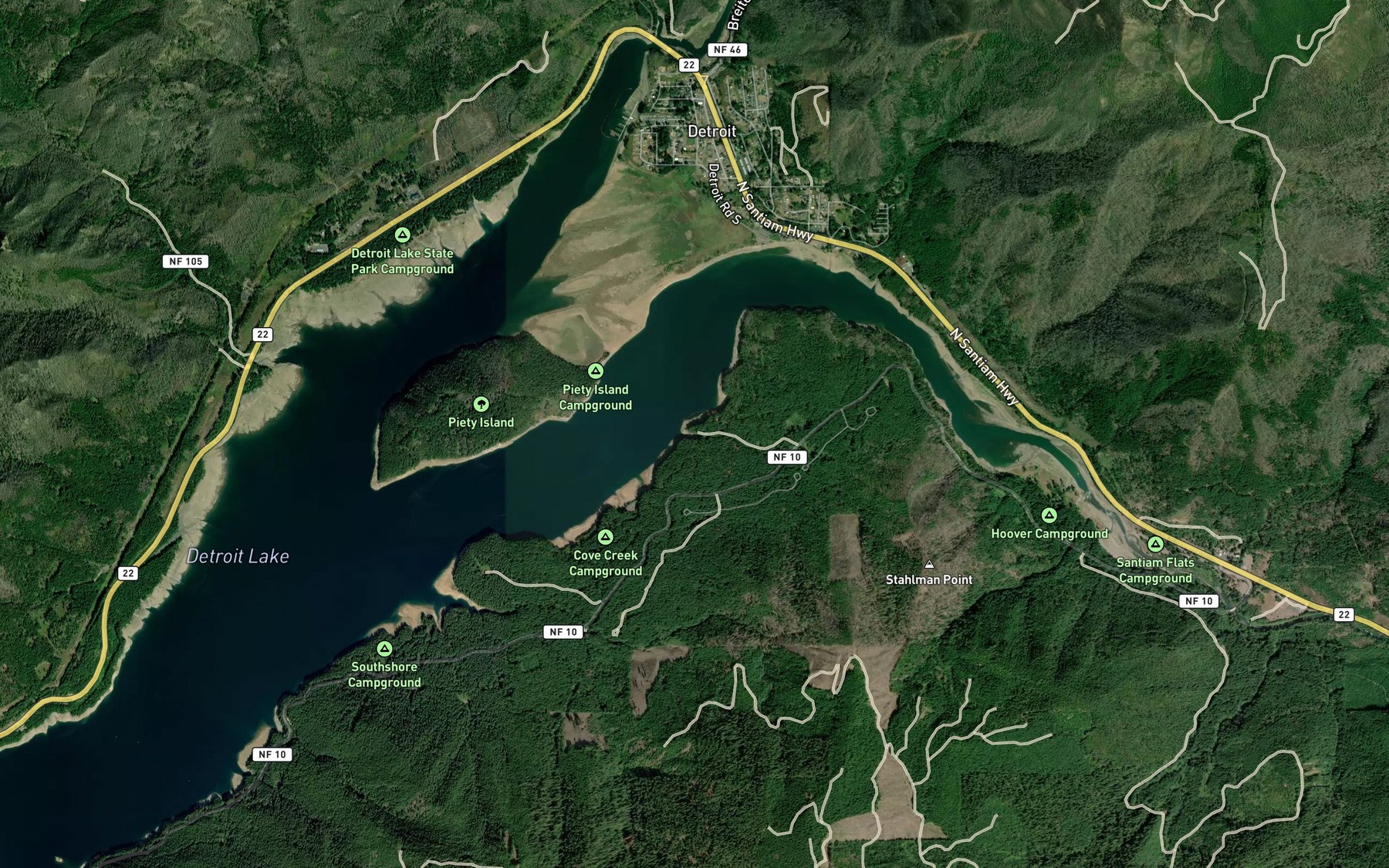 Satellite map of the Stahlman Creek
