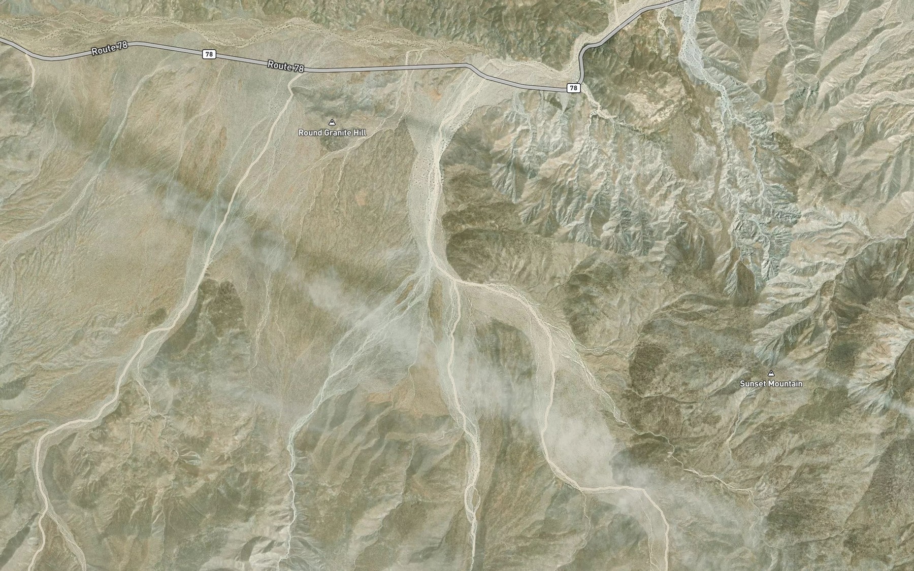 Satellite map of the Nolina Wash