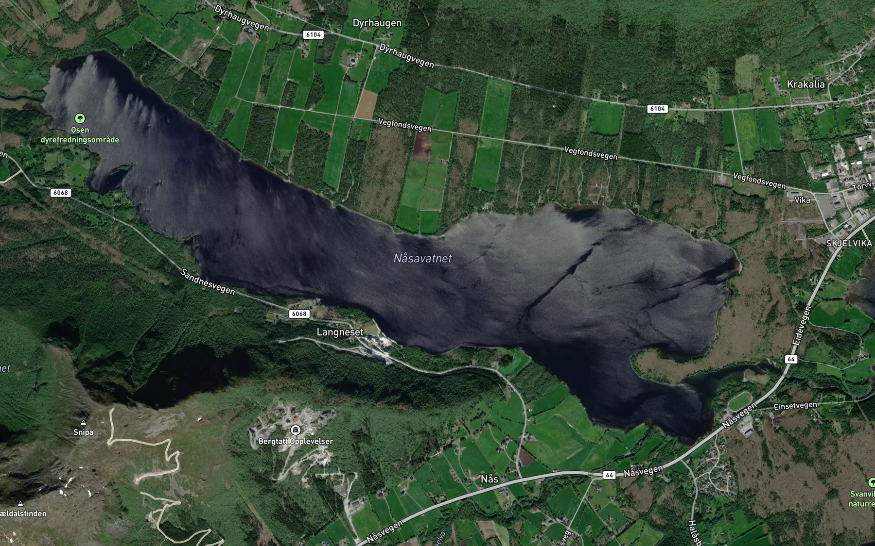 Satellite map of the Nosvatnet