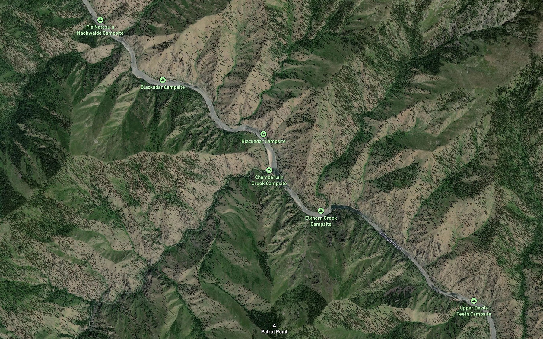 Satellite map of the Chamberlain Creek