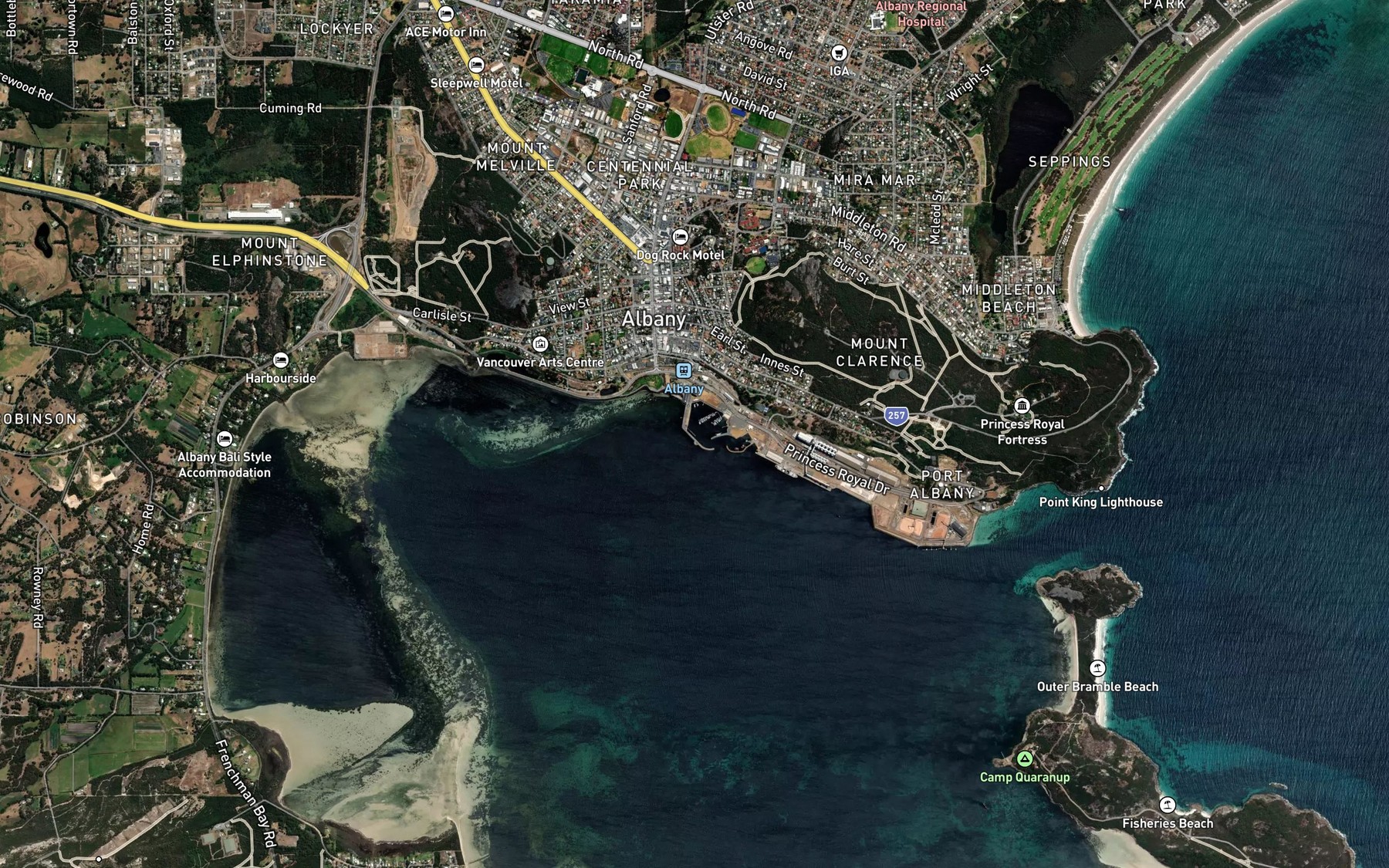 Satellite map of the Jetty