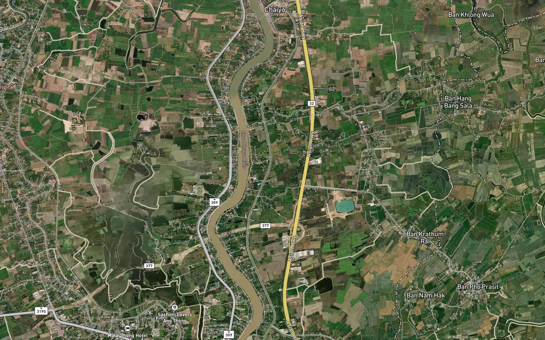 Satellite map of the Khlong Bang Maeo