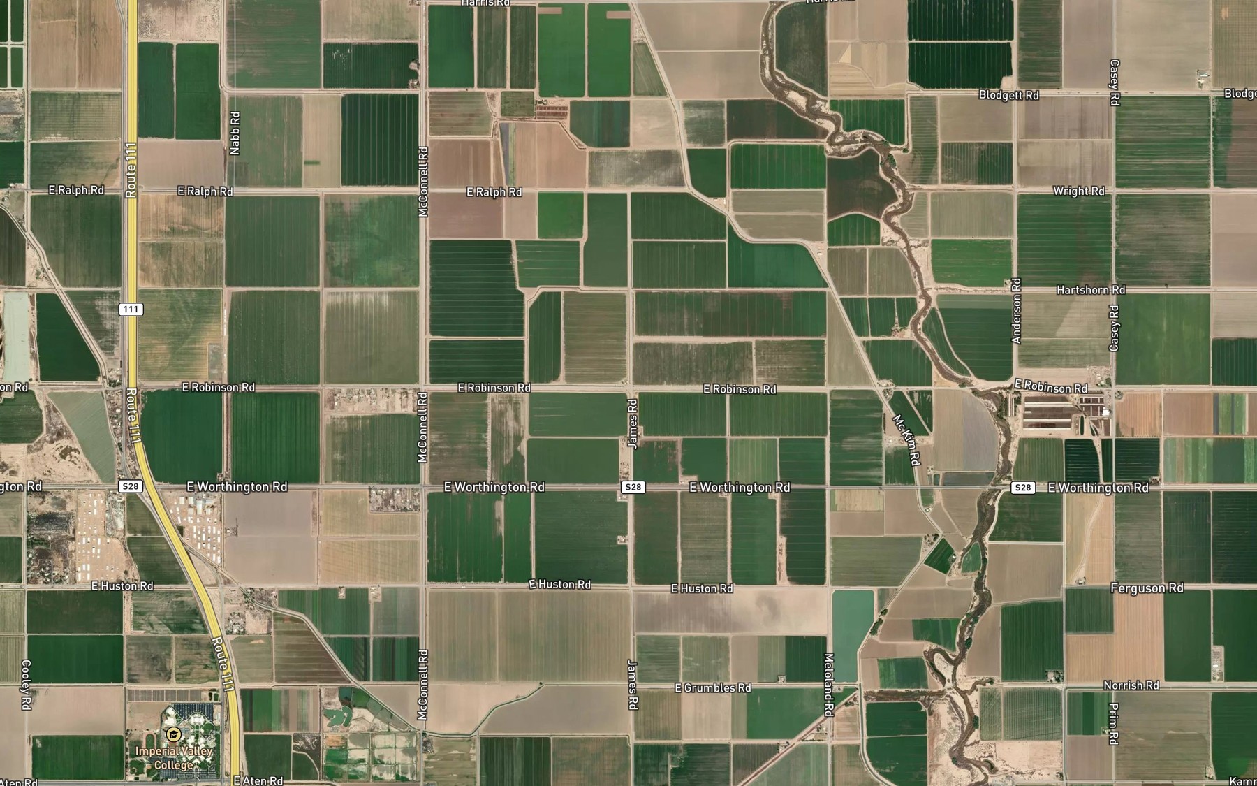 Satellite map of the Mesquite Drain Seven