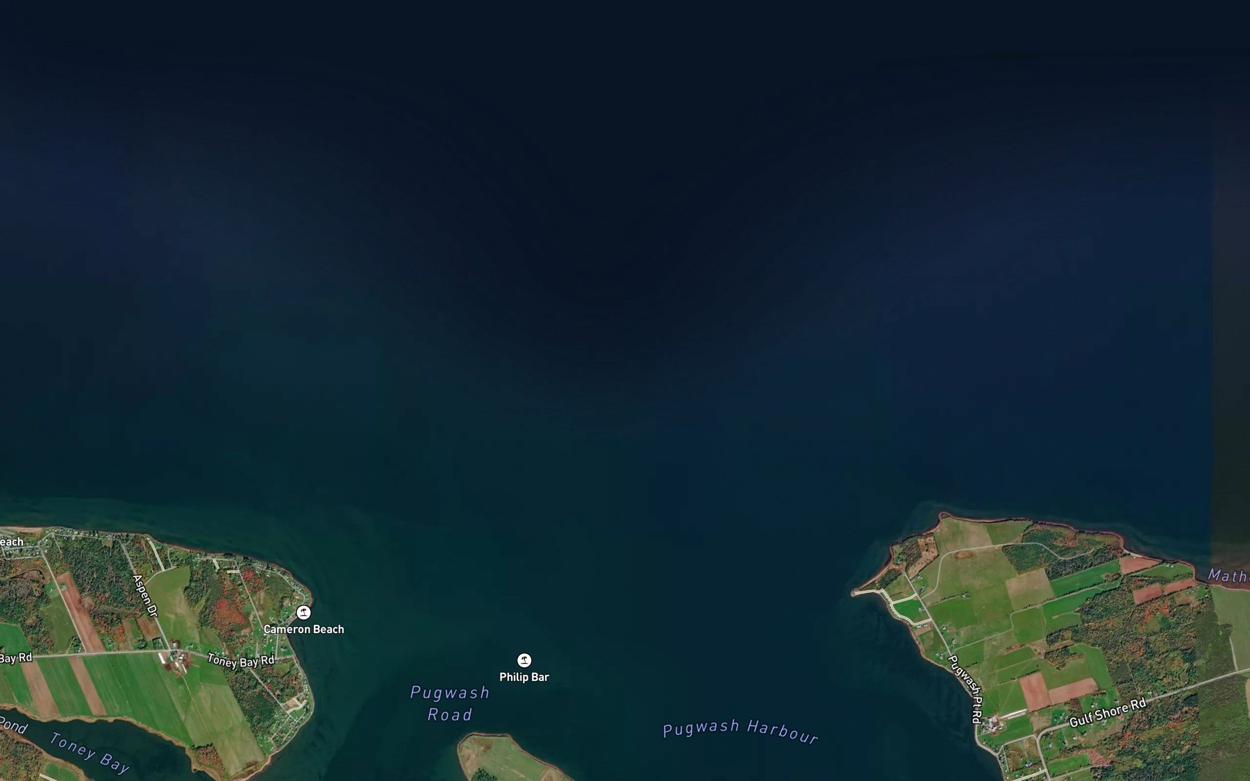 Satellite map of the Pugwash Road