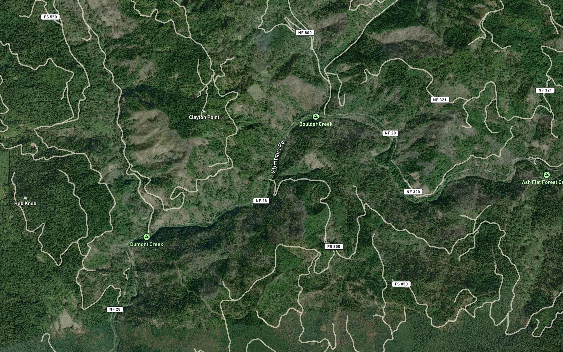 Satellite map of the Zinc Creek