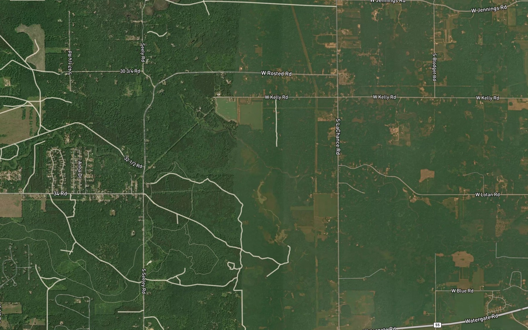 Satellite map of the Gunnerson Creek