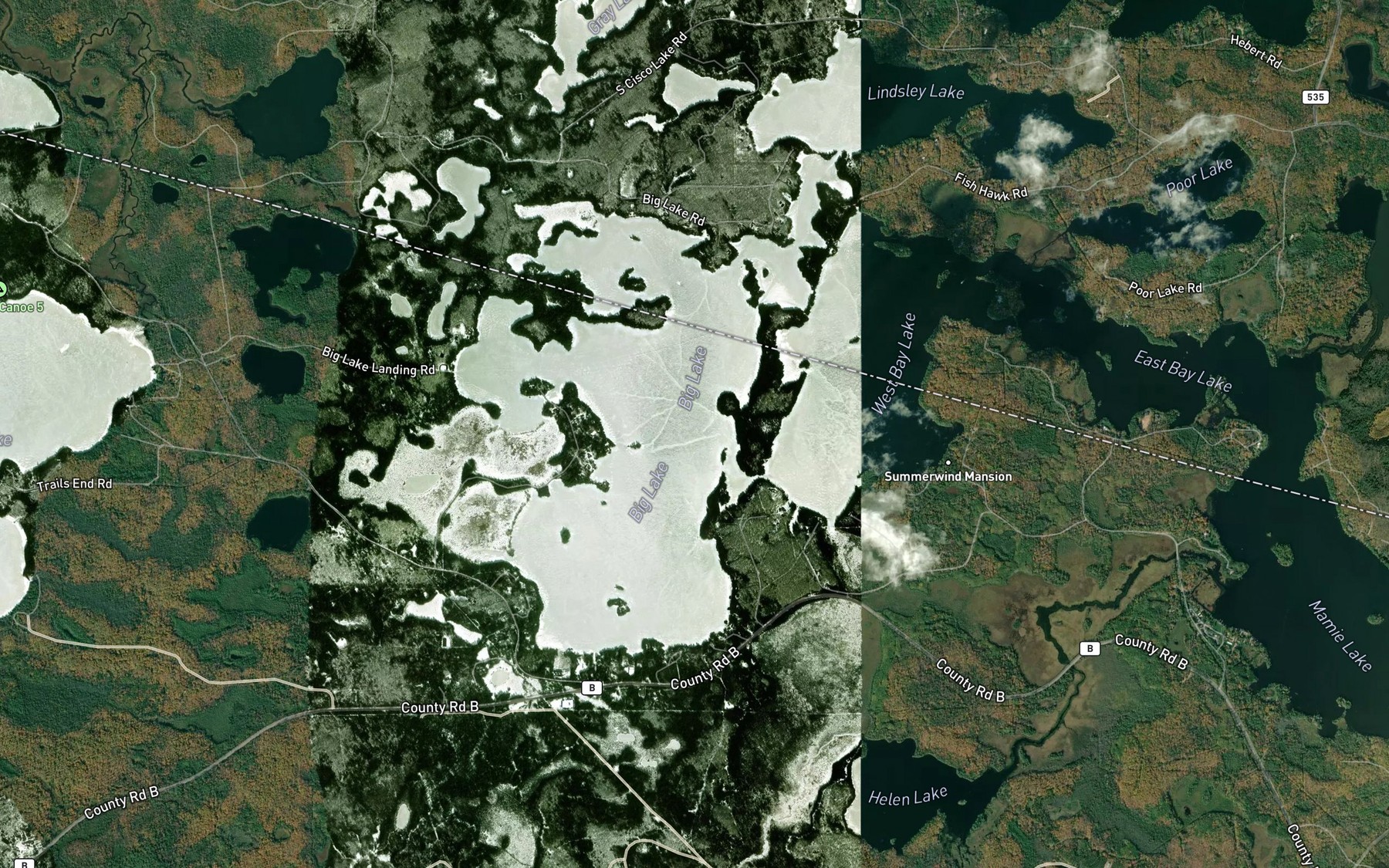 Satellite map of the Big Lake