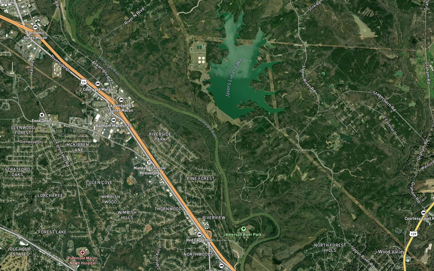 Satellite map of the Town Creek