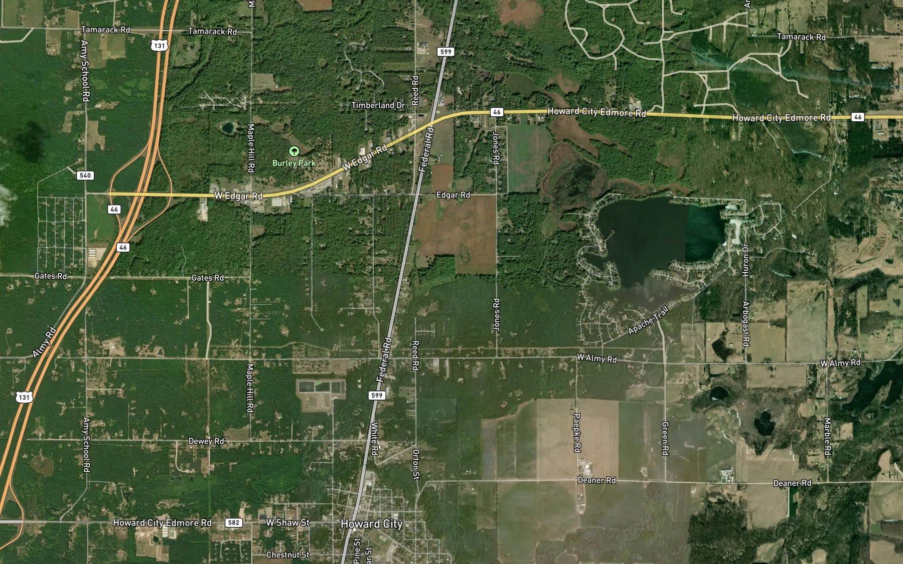 Satellite map of the Indian Creek Drain