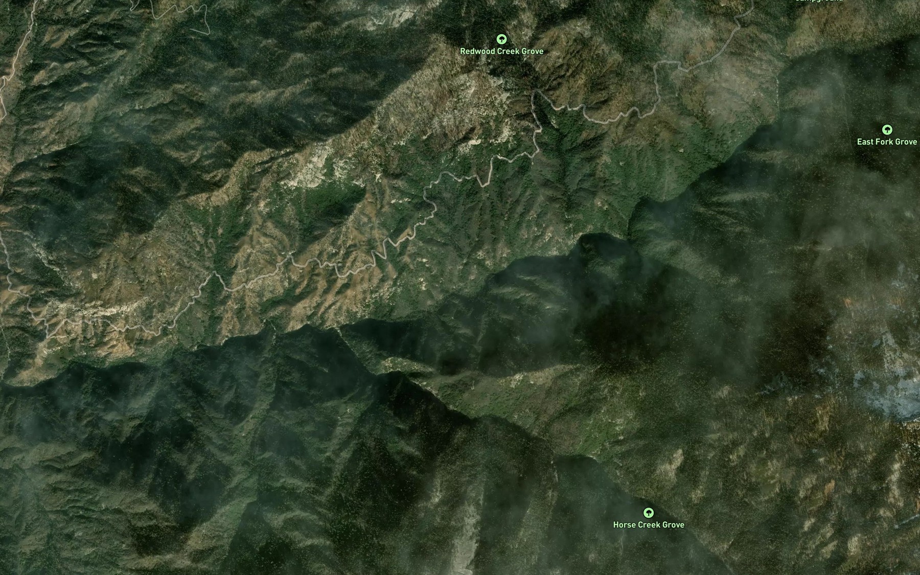 Satellite map of the Slapjack Creek
