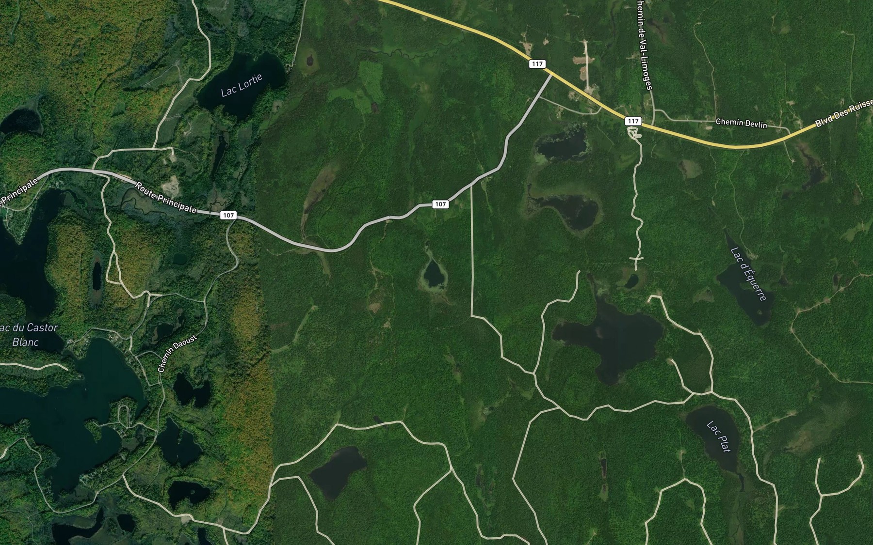 Satellite map of the Lac des Cedres