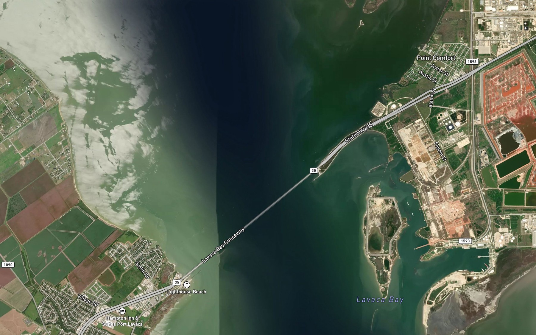 Satellite map of the Lavaca Bay