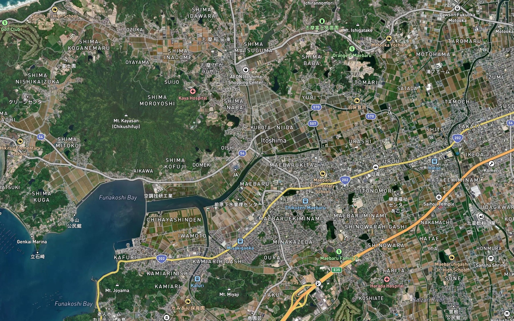 Satellite map of the Raizan Gawa