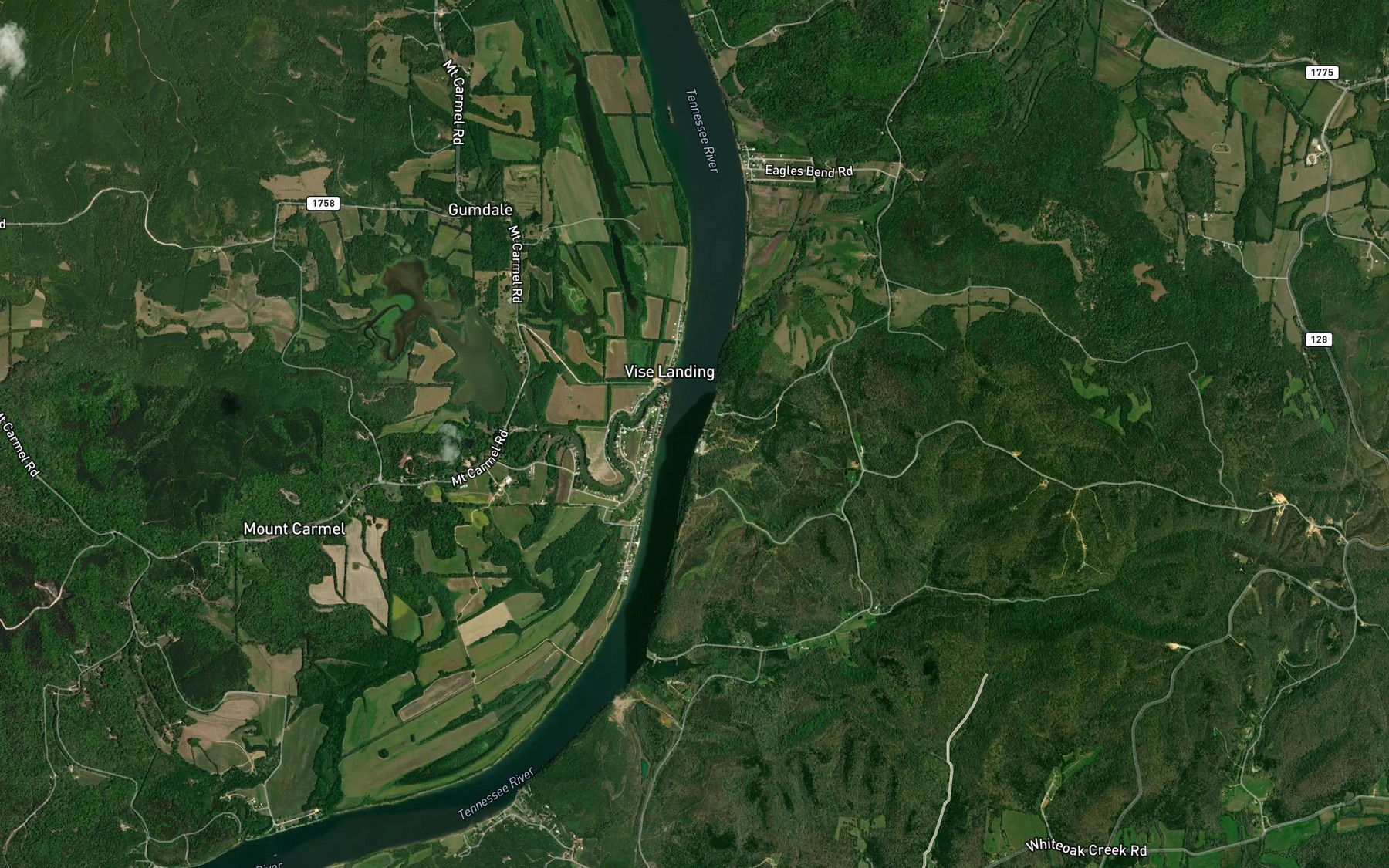 Satellite map of the Cedar Creek