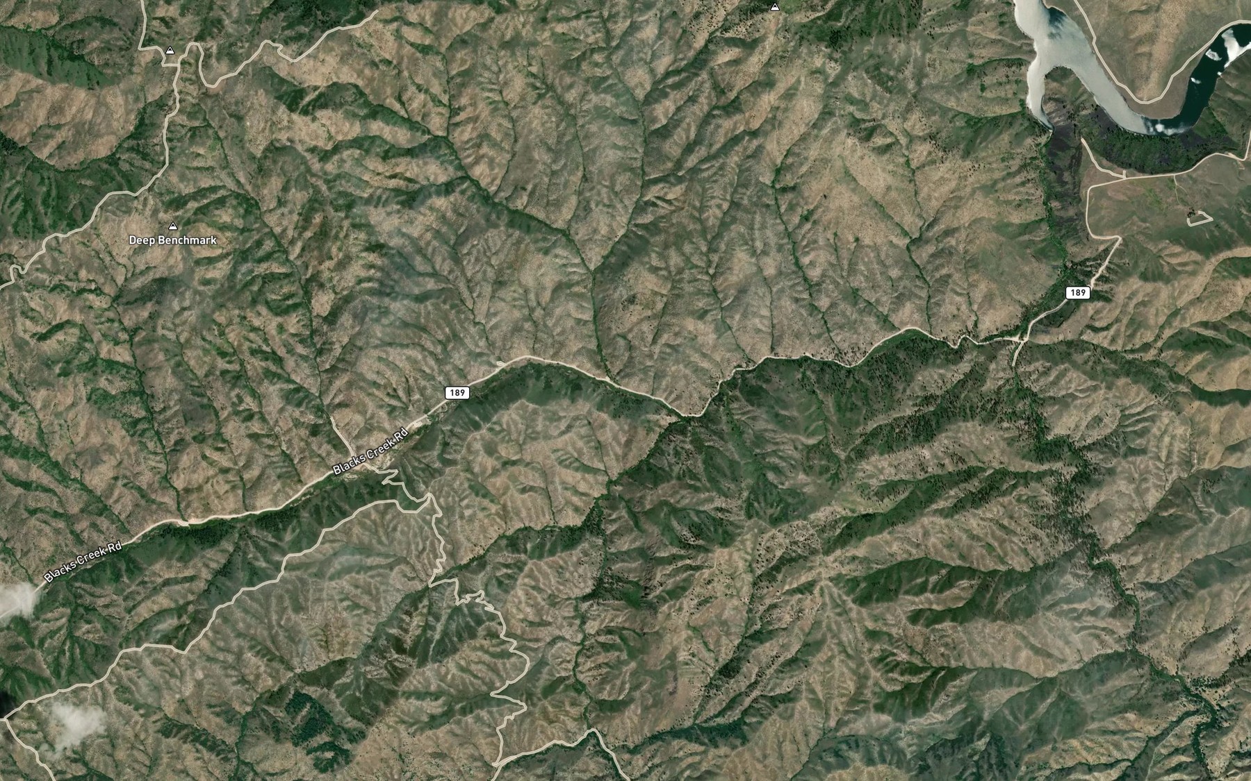 Satellite map of the Deadman Creek