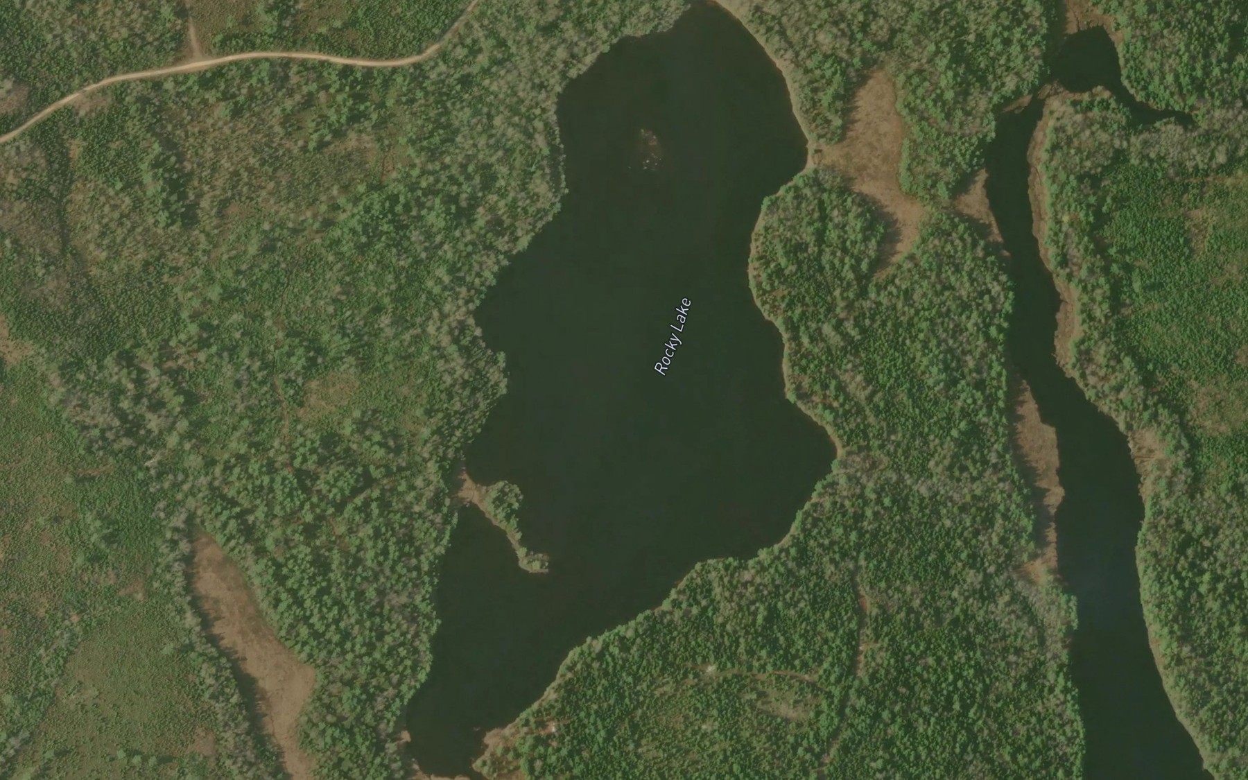 Satellite map of the Rocky Lake