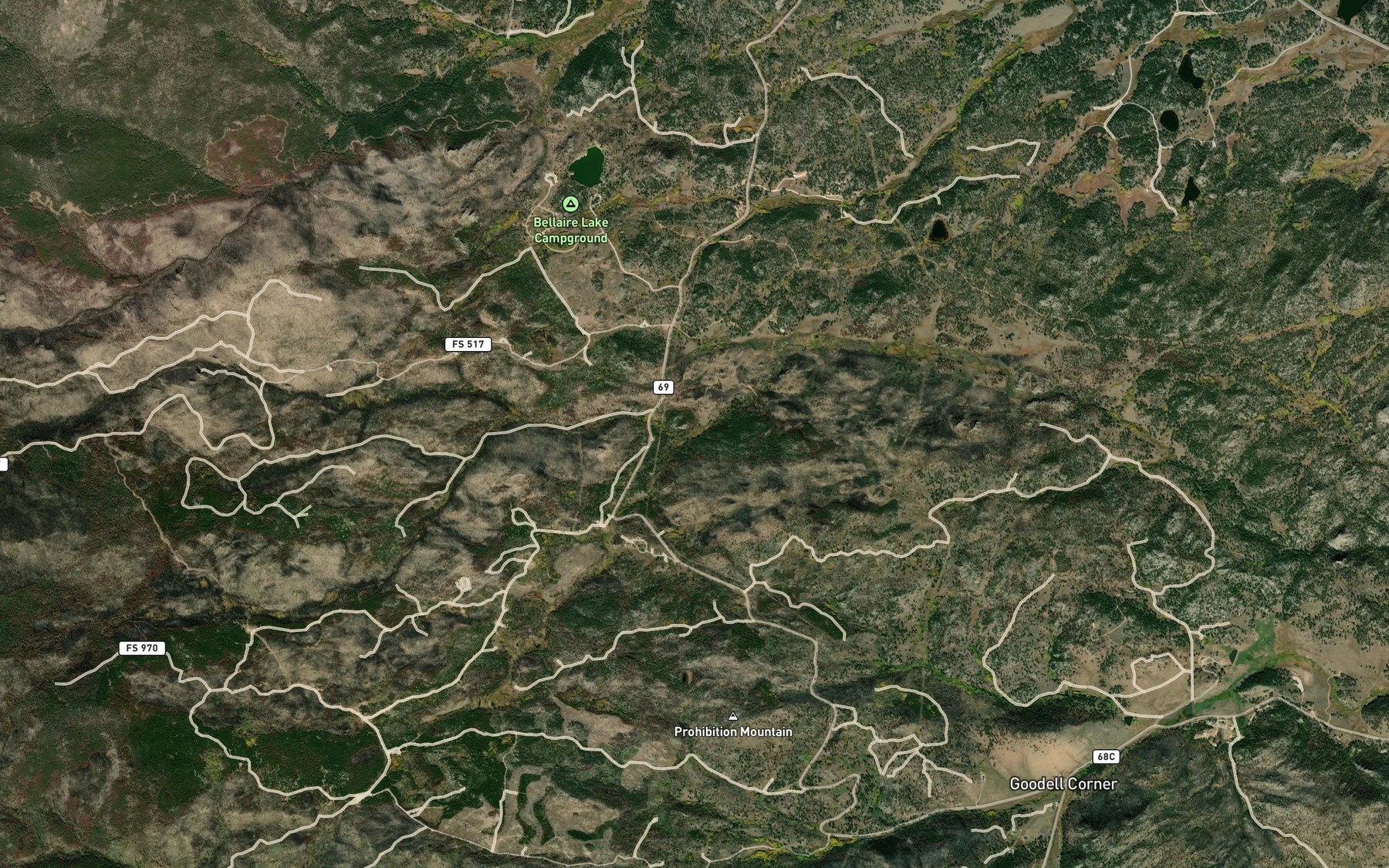 Satellite map of the Swamp Creek