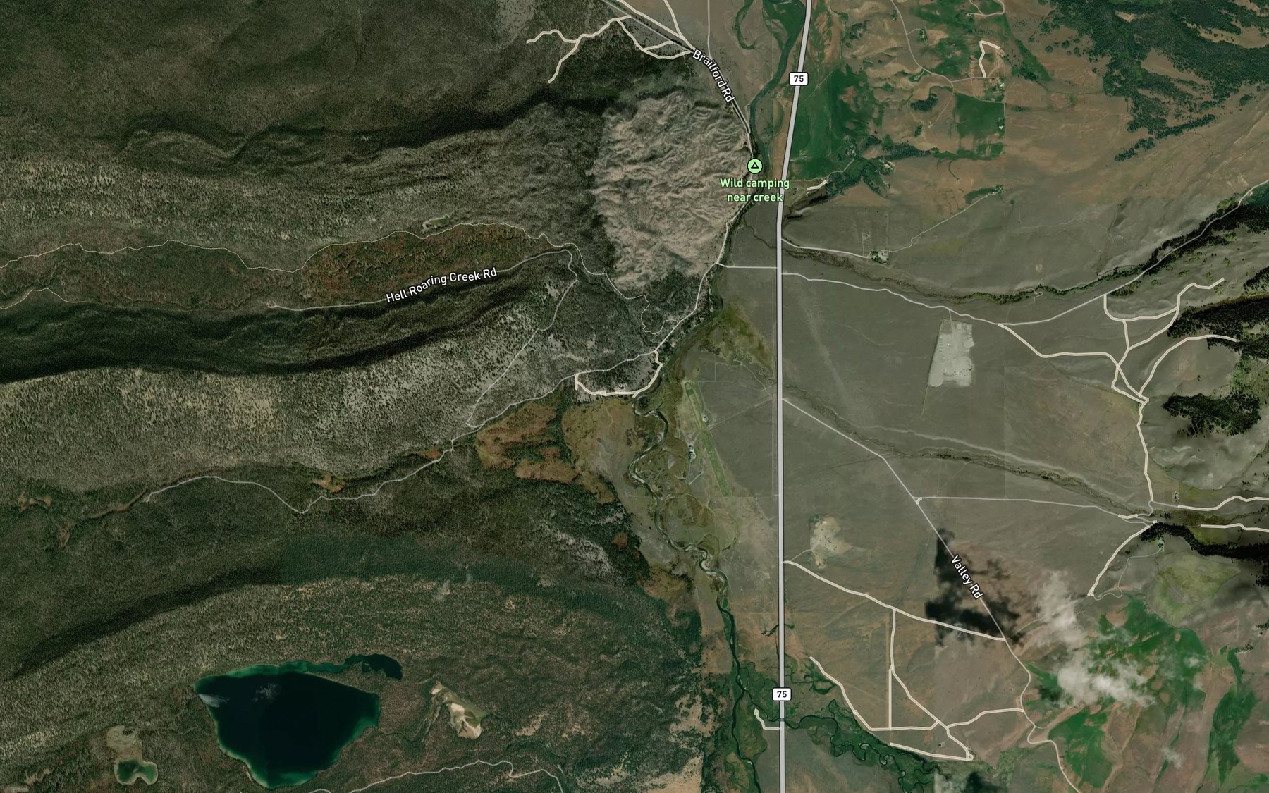 Satellite map of the Mays Creek